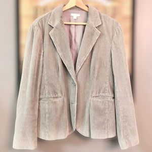Garnet Hill Corduroy 100% Cotton Grey Blazer size 12
